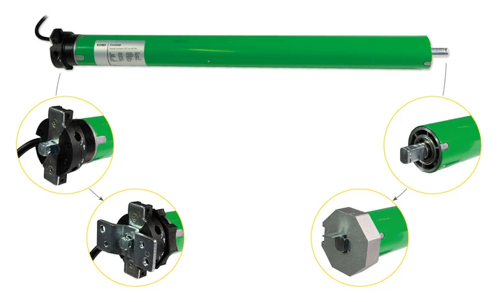 Tubular motor with head and drive end details